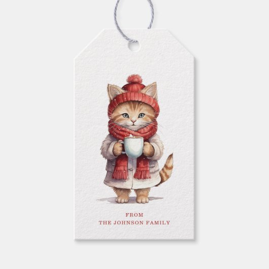 Kerst Kat Cadeau Labels Cadeaulabel (Voorkant)