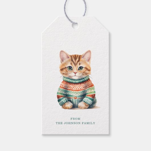 Kerst Kat Cadeau Labels Cadeaulabel (Voorkant)