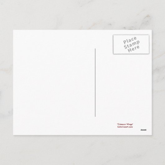 Kerst Kat Crimson Wings Briefkaart (Achterkant)
