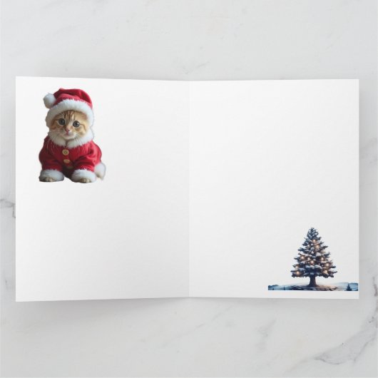 Kerst kat en dorp scene kaart (Binnen)