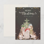 Kerst Kat en Honden Schattige Kerst Kaart (Voorkant / Achterkant)