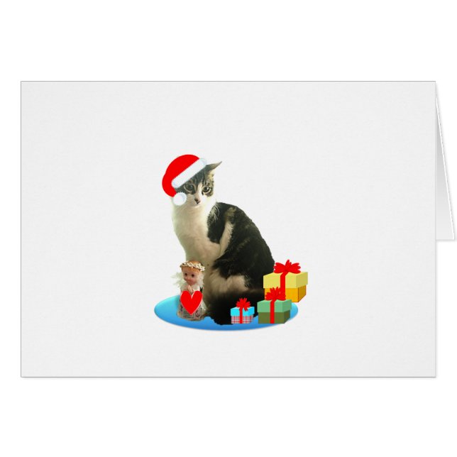 Kerst kat en schattig engeltje (Voorkant Horizontaal)
