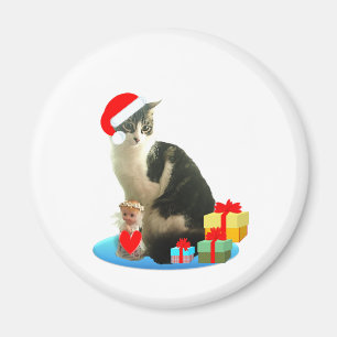 Kerst kat en schattig engeltje magneet