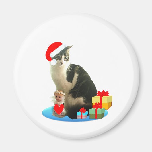 Kerst kat en schattig engeltje magneet (Voorkant)