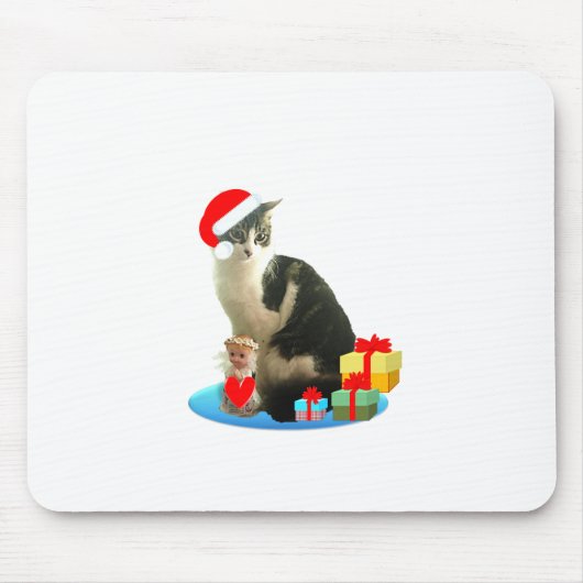 Kerst kat en schattig engeltje muismat (Voorkant)