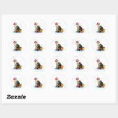 Kerst kat en schattig engeltje ronde sticker (Vel)