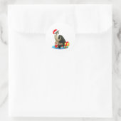 Kerst kat en schattig engeltje ronde sticker (Tas)