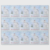 Kerst Kat en Vogel Gift Wrap Cadeaupapier (Vlak)