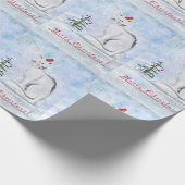 Kerst Kat en Vogel Gift Wrap Cadeaupapier (Hoek)