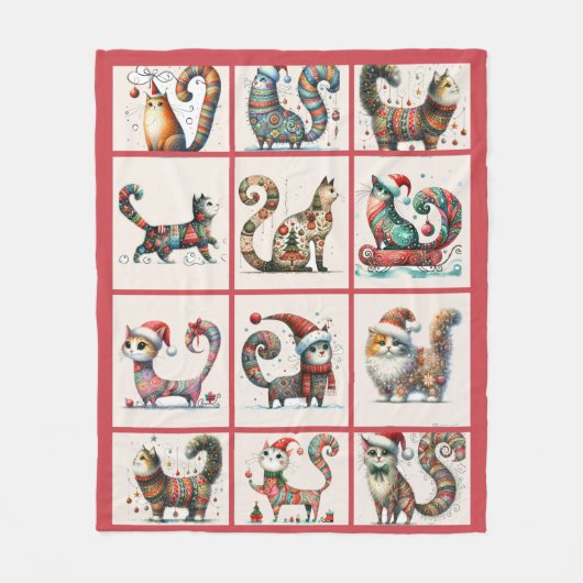 Kerst Kat Fleece Deken (Voorkant)