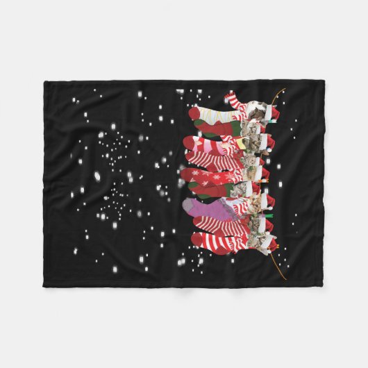 Kerst Kat grappige kat Fleece Deken (Voorkant (Horizontaal))
