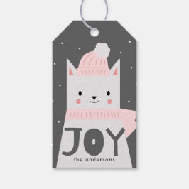 Kerst Kat JOY Custom Cadeaulabel