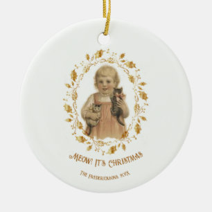 Kerst Kat Keramisch Ornament