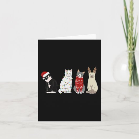 Kerst Kat Leuk Kat Liefhebbers Kat Mam Kat Pap Kaart (Voorkant)