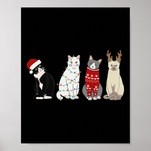 Kerst Kat Leuk Kat Liefhebbers Kat Mam Kat Pap Poster (Voorkant)