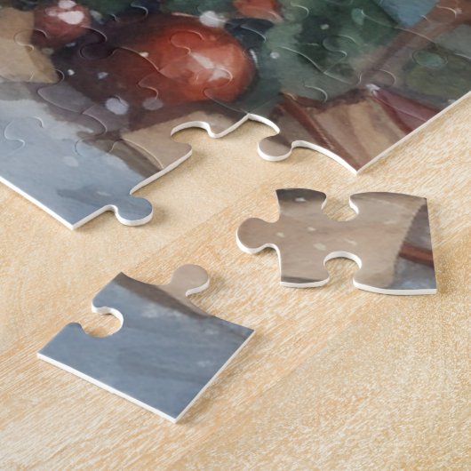 Kerst Kat Lezen Kaart Legpuzzel (Zijkant)