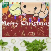 kerst kat lief, personaliseer tekst theedoek (Gevouwen)
