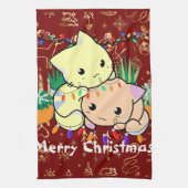 kerst kat lief, personaliseer tekst theedoek (Verticaal)