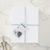Kerst Kat met blauw Pet Cadeaulabel (Met Touw)