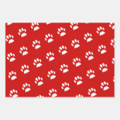 Kerst Kat Patroon Rode en Groene Poot Print Inpakpapier Vel (Voorkant 2)