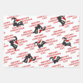 Kerst Kat Patroon Rode en Groene Poot Print Inpakpapier Vel (Voorkant)