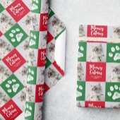 Kerst Kat Paw Print Foto Gift Wrap Cadeaupapier