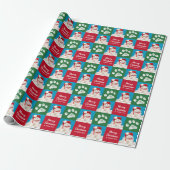 Kerst Kat Paw Print Foto Gift Wrap Cadeaupapier (Uitgerold)