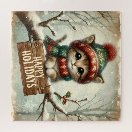 Kerst Kat puzzel (Horizontaal)