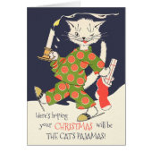 Kerst Kat pyjama Grappig  CC0617 Kaart (Voorkant)