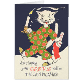 Kerst Kat pyjama Grappig  CC0617 Kaart