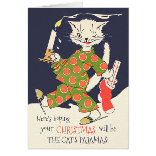 Kerst Kat pyjama Grappig  CC0617 Kaart