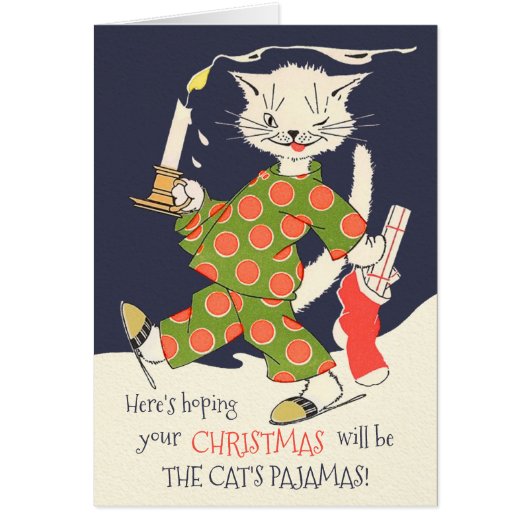 Kerst Kat pyjama Grappig  CC0617 Kaart (Voorkant)