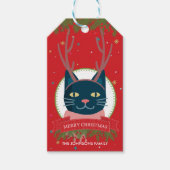 Kerst Kat Rood Cadeaulabel (Voorkant)