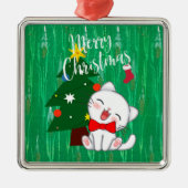 Kerst kat, schattig en knuffelig metalen ornament (Voorkant)