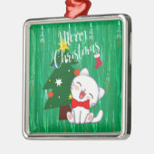Kerst kat, schattig en knuffelig metalen ornament (Links)