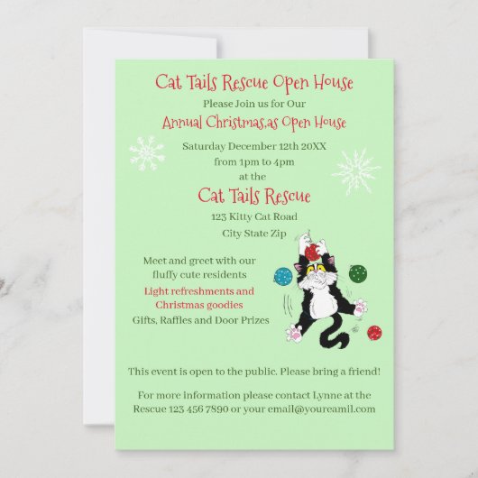 Kerst Kat Shelter Rescue Open Huis Kaart (Voorkant)