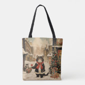 Kerst Kat Sneeuwdag Tote Bag (Achterkant)