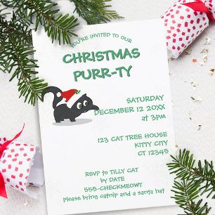 Kerst Kat Spint-ty Vakantie Party Uitnodiging