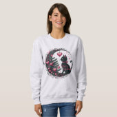 Kerst Kat sweatshirt Wit zacht dames (Voorkant volledig)