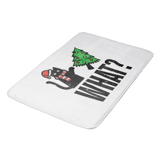 Kerst Kat Tipping Xmas Boom Grappig Badmat (Gekanteld)