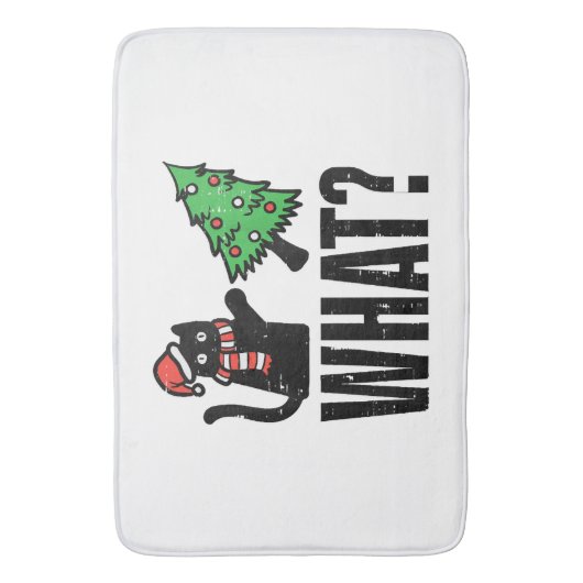 Kerst Kat Tipping Xmas Boom Grappig Badmat (Voorkant Verticaal)