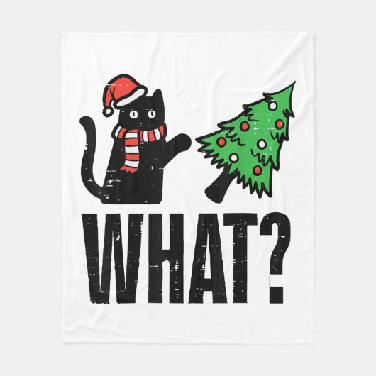 Kerst Kat Tipping Xmas Boom Grappig Fleece Deken (Voorkant)