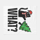 Kerst Kat Tipping Xmas Boom Grappig Fleece Deken (Voorkant (Horizontaal))