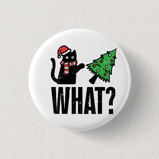 Kerst Kat Tipping Xmas Boom Grappig Ronde Button 3,2 Cm (Voorkant)