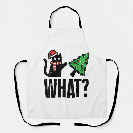 Kerst Kat Tipping Xmas Boom Grappig Schort (Voorkant)
