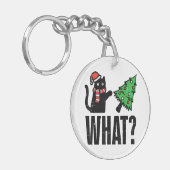 Kerst Kat Tipping Xmas Boom Grappig Sleutelhanger (Voorkant Links)