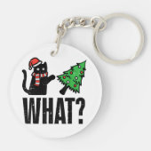 Kerst Kat Tipping Xmas Boom Grappig Sleutelhanger (Achterkant)