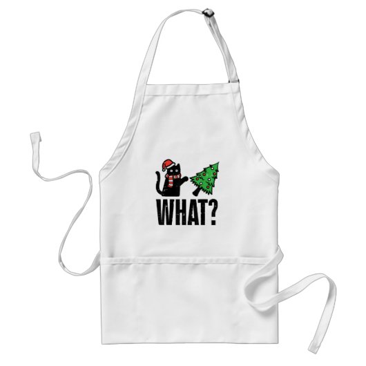 Kerst Kat Tipping Xmas Boom Grappig Standaard Schort (Voorkant)