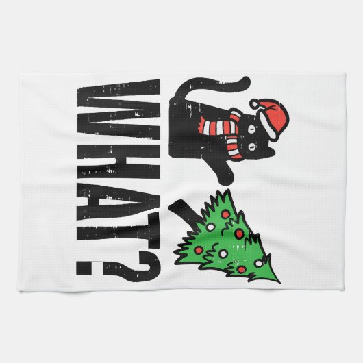 Kerst Kat Tipping Xmas Boom Grappig Theedoek (Horizontaal)