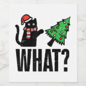 Kerst Kat Tipping Xmas Boom Grappig Wijn Etiket (Enkel label)
